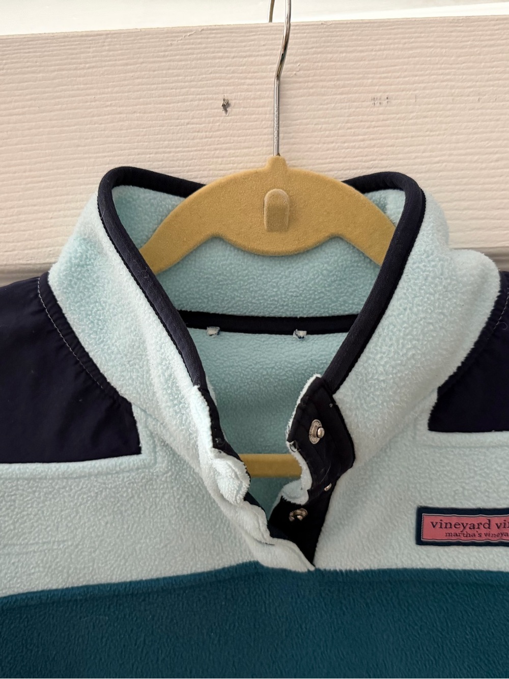 Vineyard Vines Harbor Fleece Pullover Blue Color Block View 2